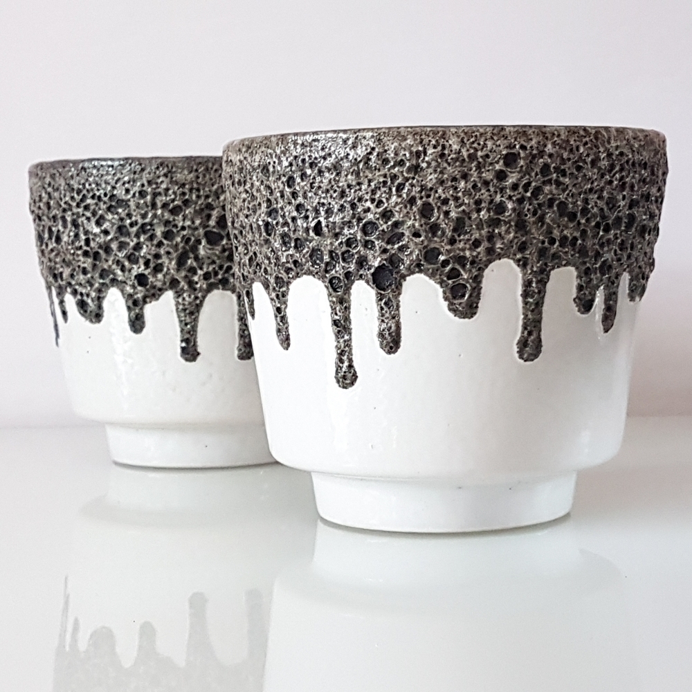 Pair of Emons & Sohne: es keramik vintage lava glaze planters circa 1960s